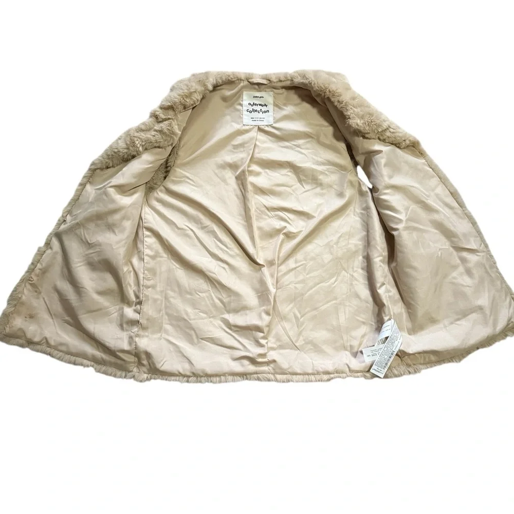 Zara Girls Beige Faux Fur Vest Size 11/12